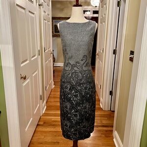 NWOT Talbots Wool Blend Tweed Sheath Dress Gray Black Paisley Print Size 6